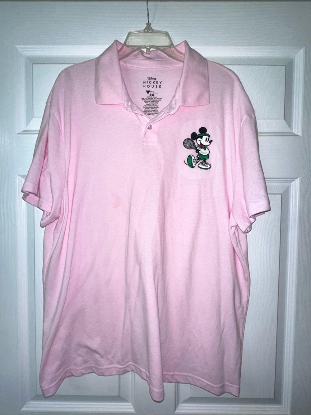 Disney Pink Polo with Embroidered Mickey Tennis Graphic